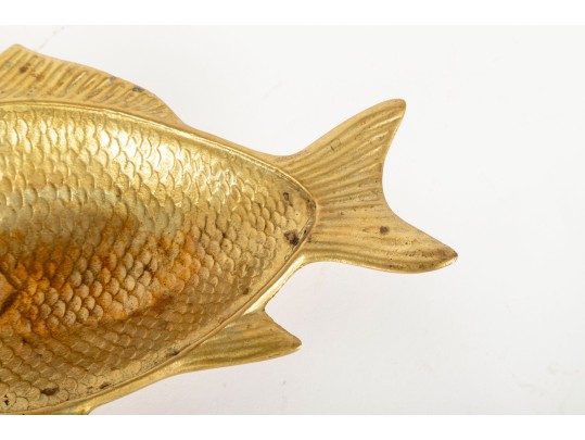 Pair Of Vintage Brass Fish Dishes