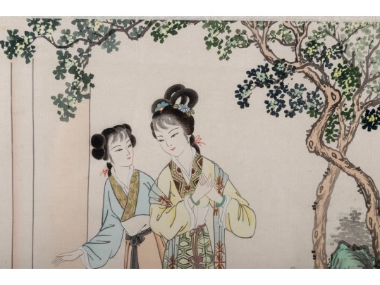 Duo Of Chinese Silk Paintings Of Beautiful Women