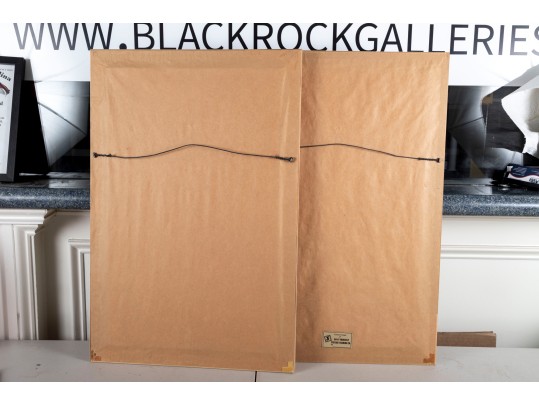 Excellent Japanese Silk Paintings Of White Peacocks