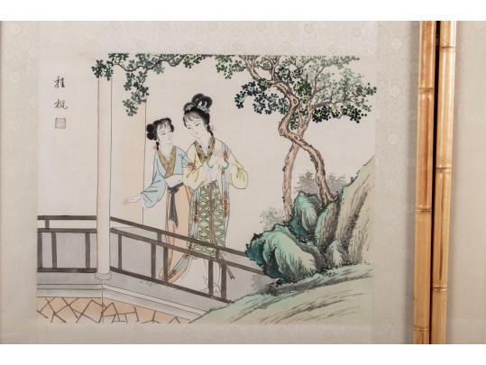 Duo Of Chinese Silk Paintings Of Beautiful Women