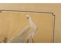Excellent Japanese Silk Paintings Of White Peacocks