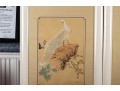 Excellent Japanese Silk Paintings Of White Peacocks
