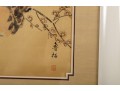 Excellent Japanese Silk Paintings Of White Peacocks