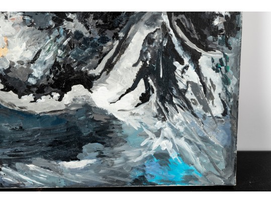 Abstract Of Womans's Face Acrylic On Canvas Painting -- Signed