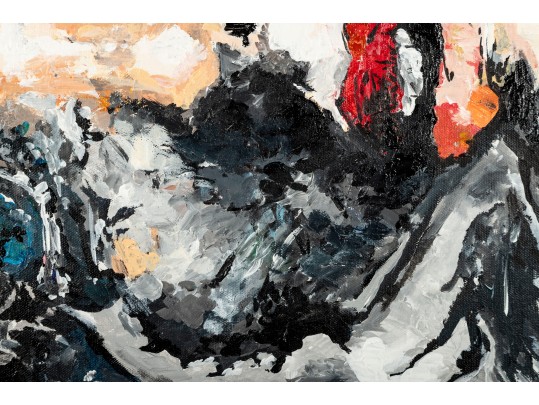 Abstract Of Womans's Face Acrylic On Canvas Painting -- Signed