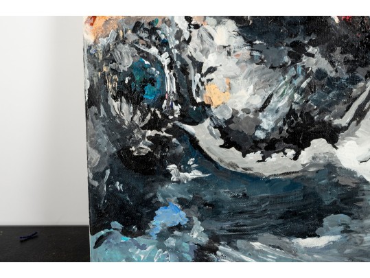 Abstract Of Womans's Face Acrylic On Canvas Painting -- Signed