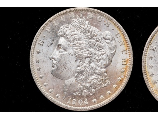 Six 1904 O Morgan Silver Dollar, BU