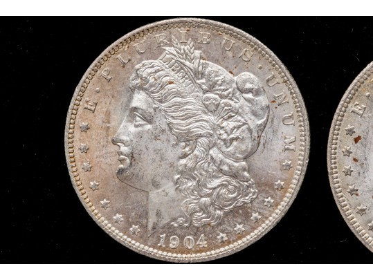 Six 1904 O Morgan Silver Dollar, BU