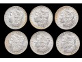 Six 1904 O Morgan Silver Dollar, BU