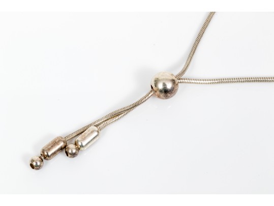 Sterling Silver Striking Pair Of Ball Motif Necklaces