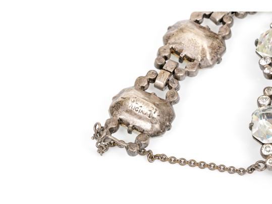 Sterling Silver Fun Impactful Vintage Chunky Rhinestone Bracelet