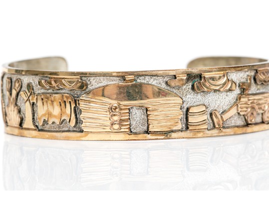 Sterling Silver Lot Of Three Cuff And Hinged Style Bracelets, Assorted Patterns