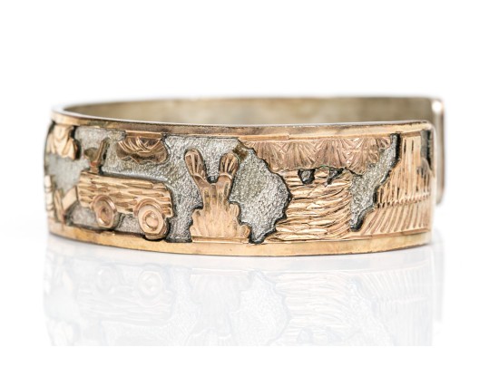 Sterling Silver Lot Of Three Cuff And Hinged Style Bracelets, Assorted Patterns