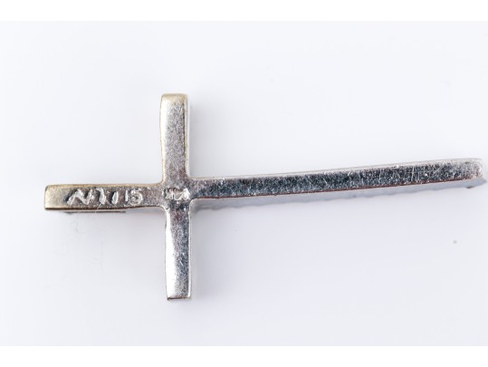 Petite 14K White Gold And Diamond Cross Pendant