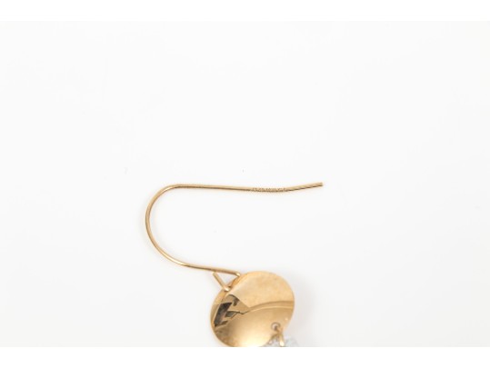 14k Yellow Gold Pair Of Striking Briolette Cz Drop Earrings