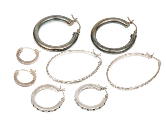 Sterling Silver Assorted Collection Of Hoop Earrings