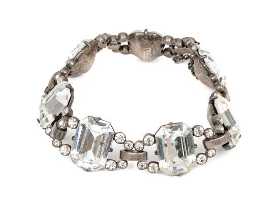Sterling Silver Fun Impactful Vintage Chunky Rhinestone Bracelet
