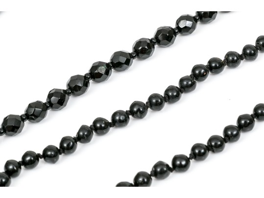 Lot Of Assorted Onyx And Jet Motif Jewelry Pieces, Including Earrings