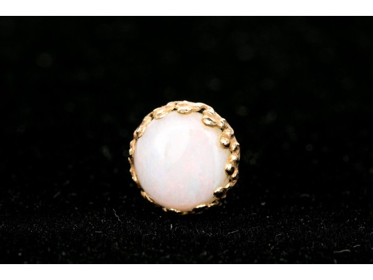 10k Gold Collection Of White Opal Stud Earrings, Posts With No Clutches