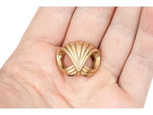 14k Yellow Gold Contemporary Open Ribbed Swirl Pendant/enhancer