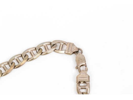 Sterling Silver Chunky Mariners Link Chain Necklace, With Contemporary Bold Black Onyx Pendant