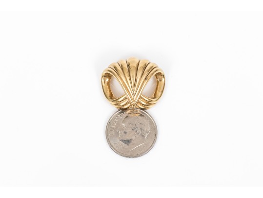 14k Yellow Gold Contemporary Open Ribbed Swirl Pendant/enhancer