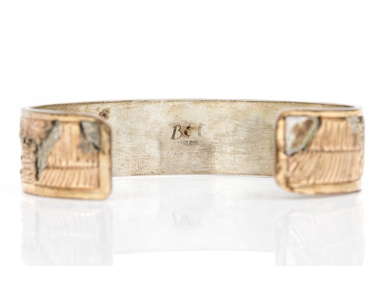 Sterling Silver Lot Of Three Cuff And Hinged Style Bracelets, Assorted Patterns