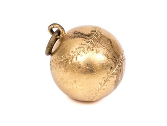 10k Yellow Gold Fun Chased Large 15.9mm Baseball Motif Charm Pendant