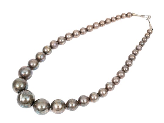 Sterling Silver Fun Chunky Graduated Bead Necklace, 22mm To 8mm