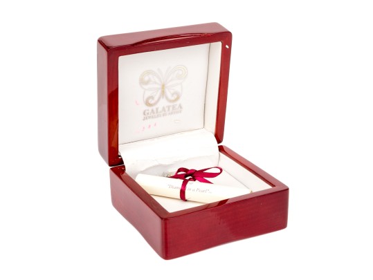 Galatea 14k White Gold Lovely Diamond Set Black Cultured Pearl Aster Motif Pendant