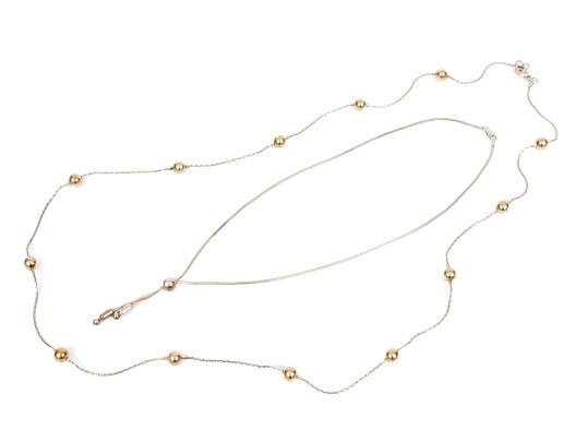 Sterling Silver Striking Pair Of Ball Motif Necklaces