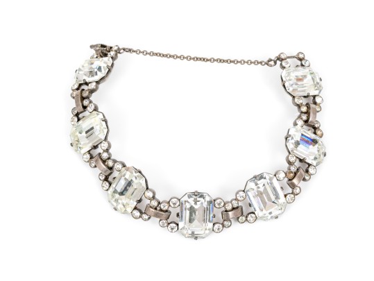 Sterling Silver Fun Impactful Vintage Chunky Rhinestone Bracelet