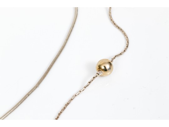 Sterling Silver Striking Pair Of Ball Motif Necklaces