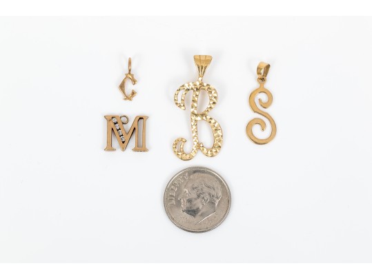 14k Yellow Gold Collection Of Initial Pendants