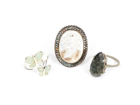 Sterling Silver Eclectic Collection Of Assorted Chunky Rings, Size 8