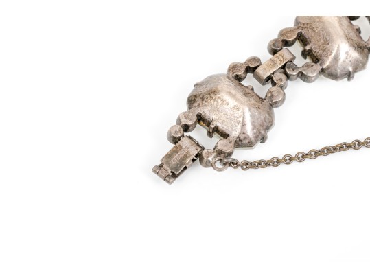 Sterling Silver Fun Impactful Vintage Chunky Rhinestone Bracelet