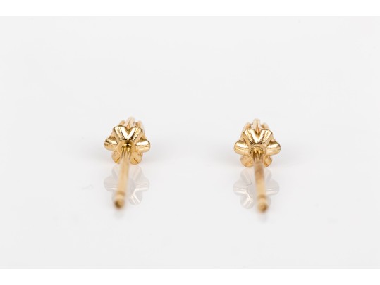 Dainty 14K And Diamond Set Stud Earrings