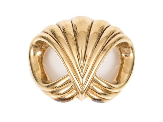 14k Yellow Gold Contemporary Open Ribbed Swirl Pendant/enhancer