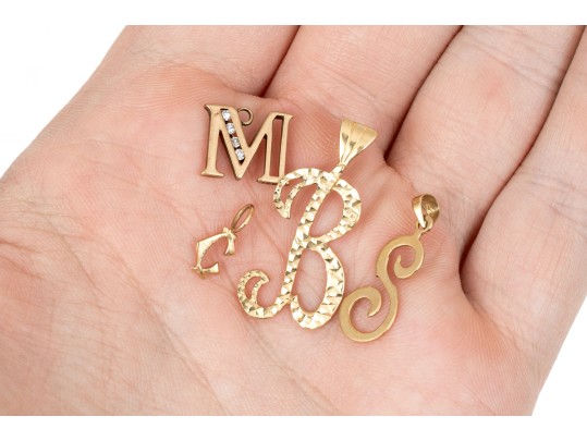 14k Yellow Gold Collection Of Initial Pendants