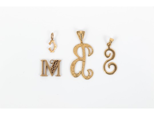 14k Yellow Gold Collection Of Initial Pendants