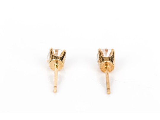 14K Yellow Gold Brilliant Diamond Stud Earrings, App. 0.45 TCW