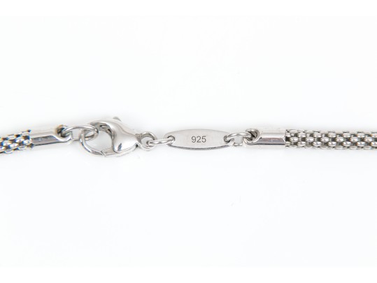 Sterling Silver Mesh Necklace, With A Handsome Bloodstone Pendant