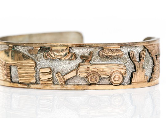 Sterling Silver Lot Of Three Cuff And Hinged Style Bracelets, Assorted Patterns