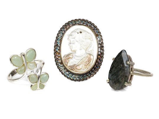 Sterling Silver Eclectic Collection Of Assorted Chunky Rings, Size 8