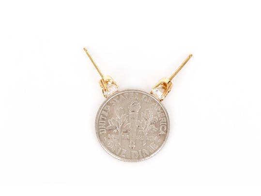 14K Yellow Gold Brilliant Diamond Stud Earrings, App. 0.45 TCW