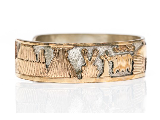 Sterling Silver Lot Of Three Cuff And Hinged Style Bracelets, Assorted Patterns