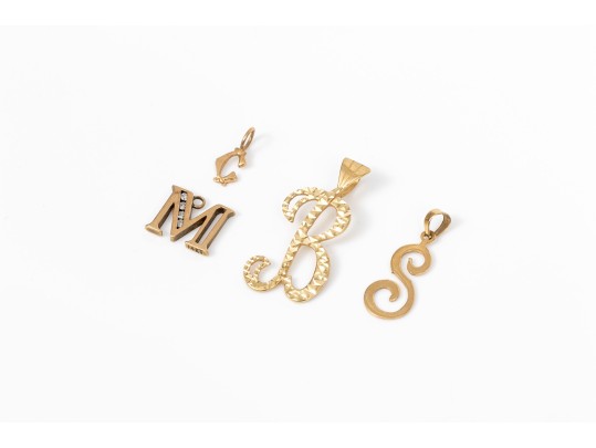 14k Yellow Gold Collection Of Initial Pendants