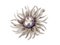 Galatea 14k White Gold Lovely Diamond Set Black Cultured Pearl Aster Motif Pendant