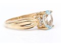 14k Yellow Gold Pretty Oval Aquamarine And Diamond Ring, Size 8.25