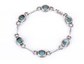 14k White Gold White Sapphire And Blue Glass Halo Link Bracelet